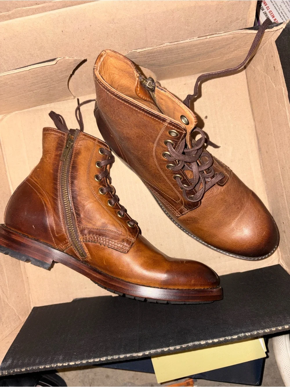 Frye Cognac Leather Chukka Lace-Up Boots